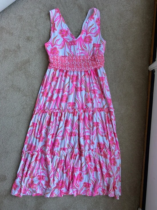 NWT Lilly Pulitzer Skylar maxi white pink & orange floral Lovely Long Stems XL - Picture 3 of 5